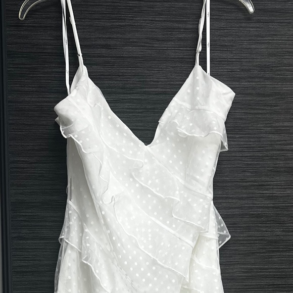 Lulus Dresses & Skirts - Lulus White Mesh Ruffled Swiss Dot Midi Dress